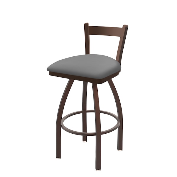25" Low Back Swivel Counter Stool, Bronze Finish, Canter Grey Seat